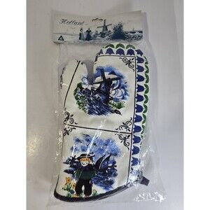 Vintage Holland Dutch Oven Mitt Set Windmill Tulips Souvenir Original Package